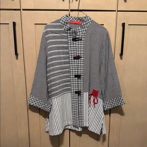 Stylish Gray and Black Patchwork tunic